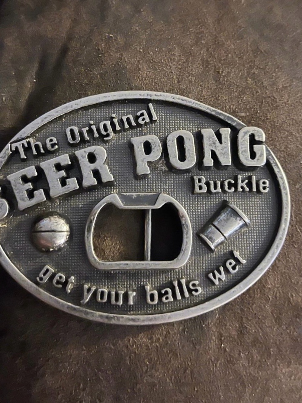 Beer Pong Buckle Bottle Opener Belt Buckle - Silver